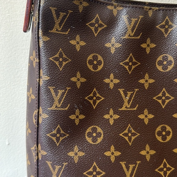 Louis Vuitton Monogram Canvas Looping GM Shoulder Bag Purse Brown Number Leather - Picture 5 of 16